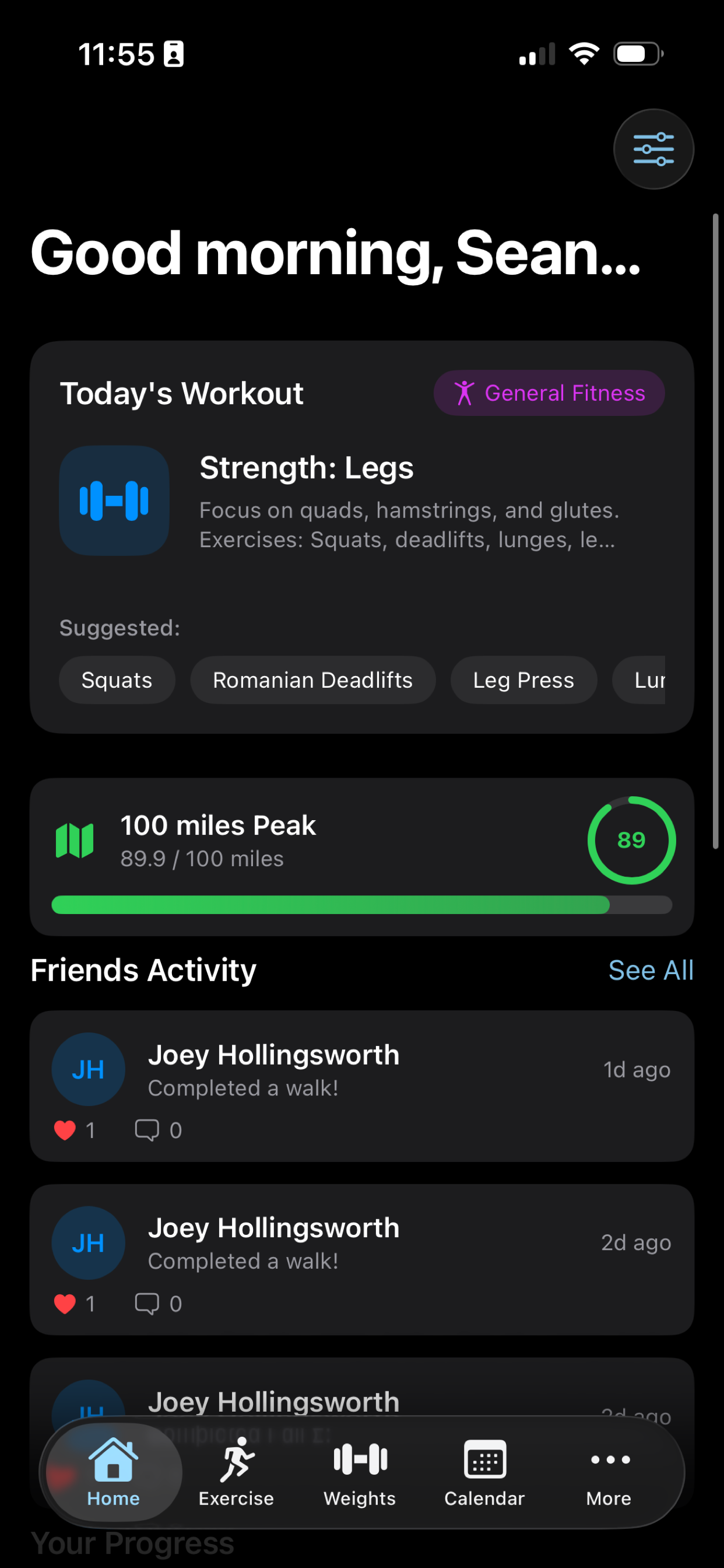 RockSteady home screen