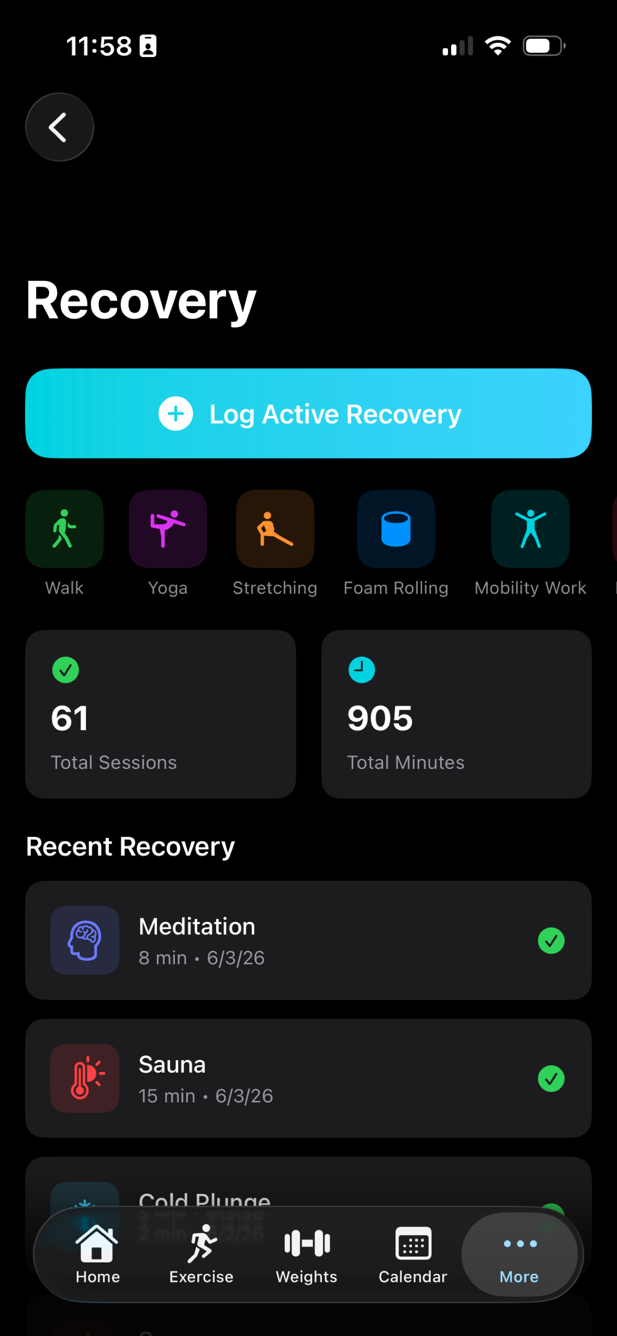 Recovery screen